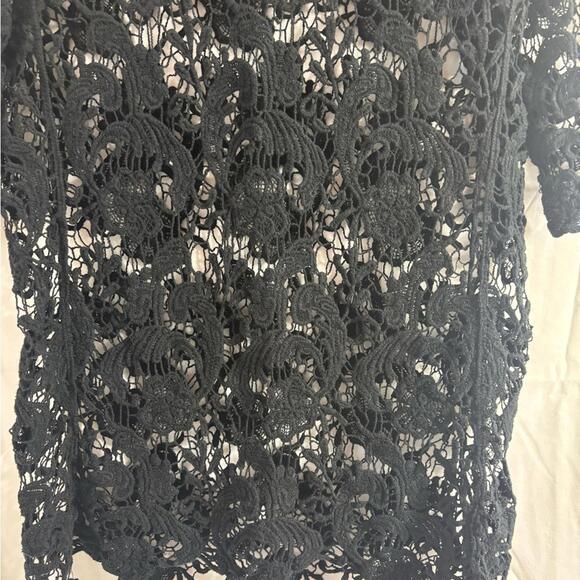 Y2K Black Crochet Boho Whimsigoth 3/4 Sleeve Women’s Top Size M - Picture 14 of 15